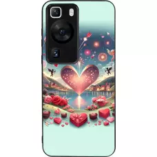 Coque Huawei P60 - Silicone rigide noir Valentine 2025 Chic