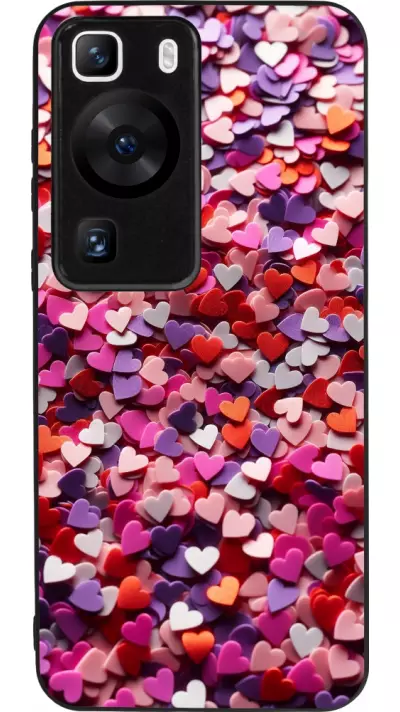 Coque Huawei P60 - Silicone rigide noir Valentine 2025 Confetti
