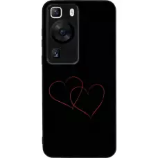Coque Huawei P60 - Silicone rigide noir Valentine 2023 attached heart