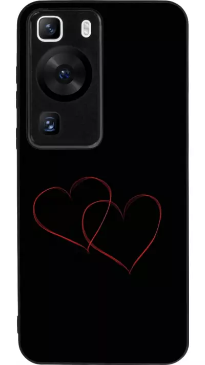 Coque Huawei P60 - Silicone rigide noir Valentine 2023 attached heart