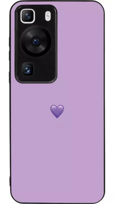 Coque Huawei P60 - Silicone rigide noir Valentine 2023 purpule single heart
