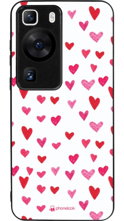 Huawei P60 Case Hülle - Silikon schwarz Valentine 2022 Many pink hearts