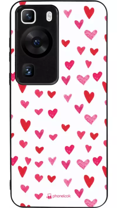Coque Huawei P60 - Silicone rigide noir Valentine 2022 Many pink hearts