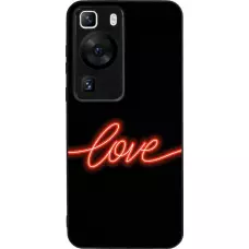 Coque Huawei P60 - Silicone rigide noir Valentine 2023 neon love