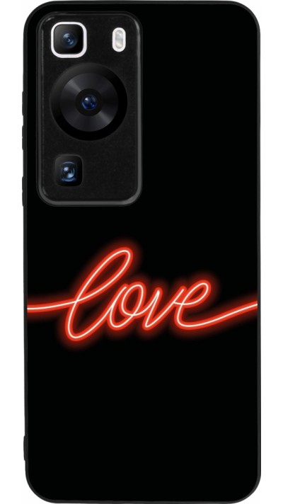 Huawei P60 Case Hülle - Silikon schwarz Valentine 2023 neon love