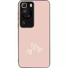 Coque Huawei P60 - Silicone rigide noir Valentine 2023 three minimalist hearts