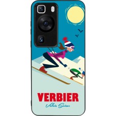 Coque Huawei P60 - Silicone rigide noir Verbier Ski Downhill