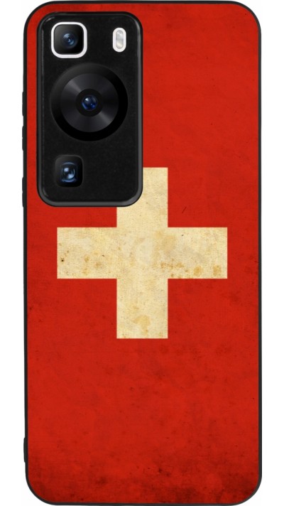 Huawei P60 Case Hülle - Silikon schwarz Vintage Flag SWISS