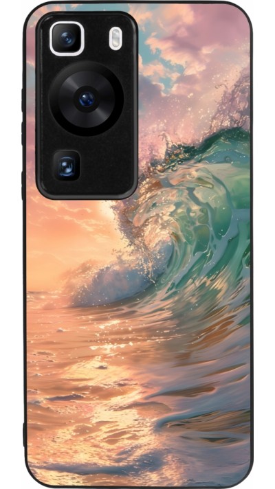 Huawei P60 Case Hülle - Silikon schwarz Wave Sunset