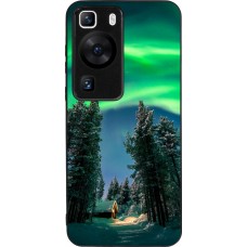 Coque Huawei P60 - Silicone rigide noir Winter 22 Northern Lights