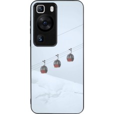 Coque Huawei P60 - Silicone rigide noir Winter 22 ski lift