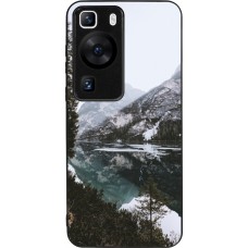 Coque Huawei P60 - Silicone rigide noir Winter 22 snowy mountain and lake