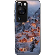 Coque Huawei P60 - Silicone rigide noir Winter 25 Winter snowy village