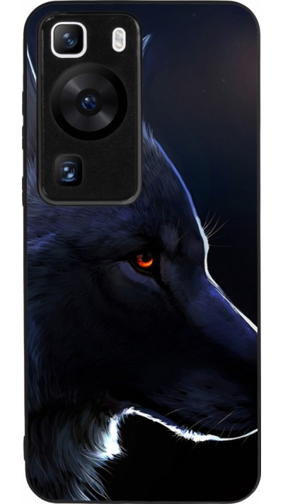 Huawei P60 Case Hülle - Silikon schwarz Wolf Shape