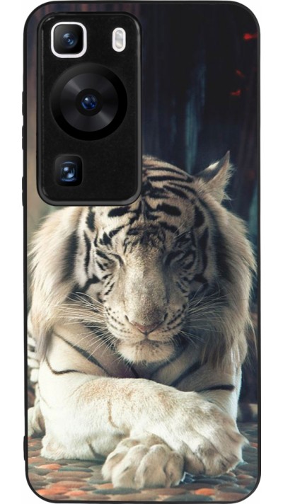 Huawei P60 Case Hülle - Silikon schwarz Zen Tiger