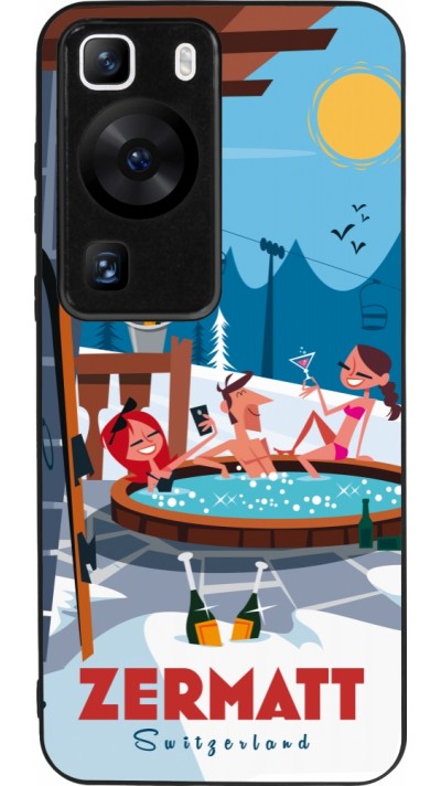 Huawei P60 Case Hülle - Silikon schwarz Zermatt Mountain Jacuzzi