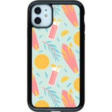 Coque iPhone 11 - Hybrid Armor noir Summer 2025 Pattern citron