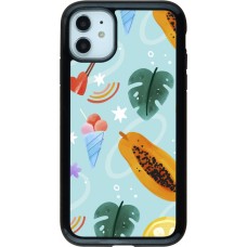 Coque iPhone 11 - Hybrid Armor noir Summer 2025 Pattern papaya