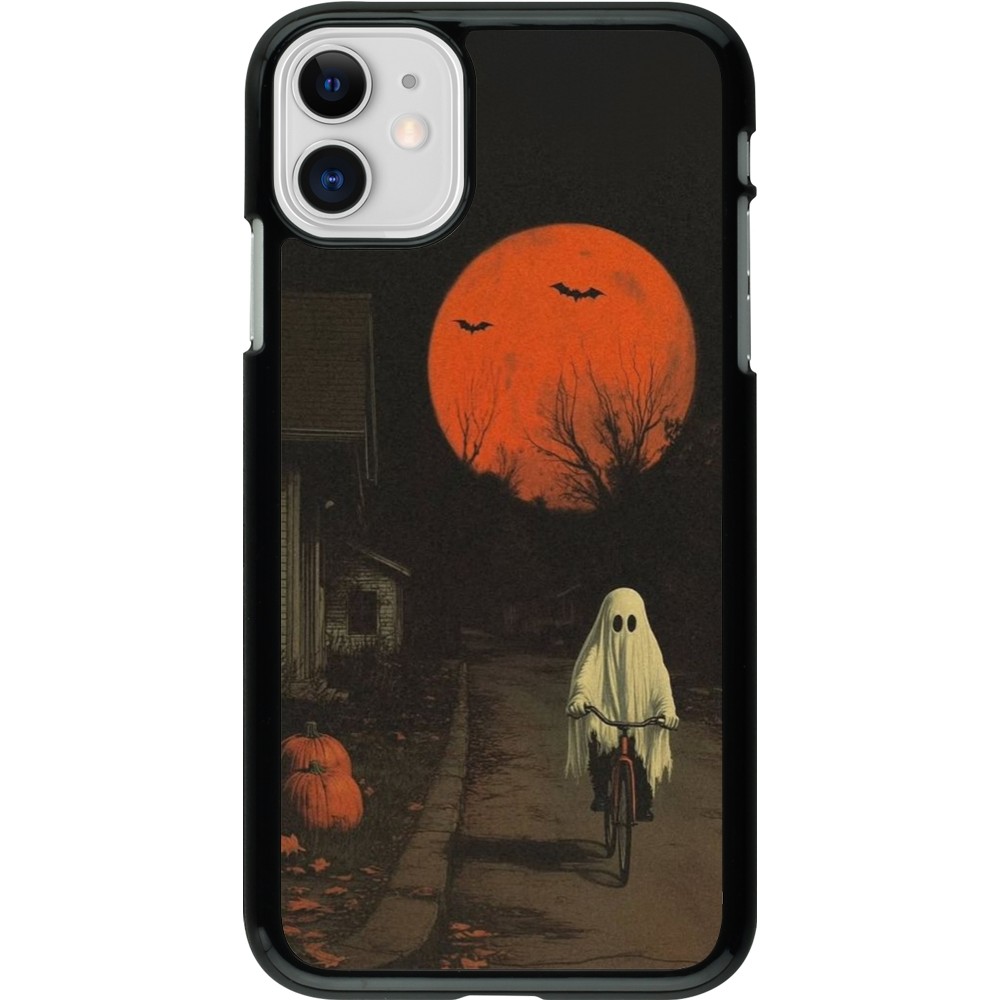Coque iPhone 11 - Halloween 2025 Ghost on a bicycle
