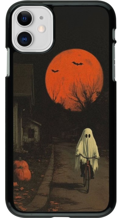 Coque iPhone 11 - Halloween 2025 Ghost on a bicycle