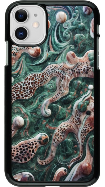 iPhone 11 Case Hülle - Grüner Marmor und abstrakter Leopard