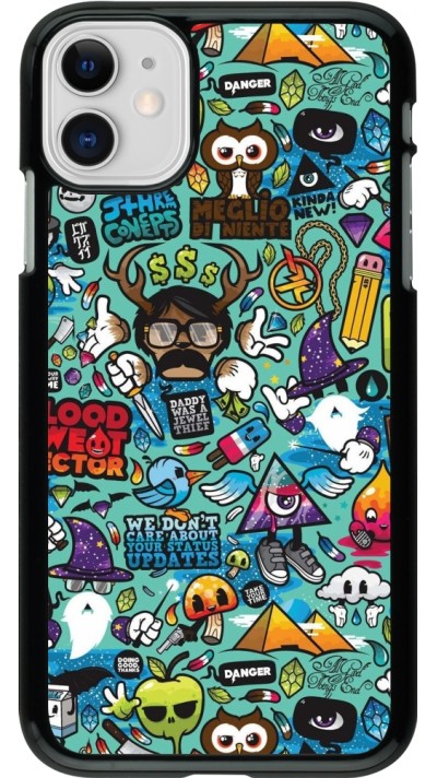 iPhone 11 Case Hülle - Mixed Cartoons Turquoise