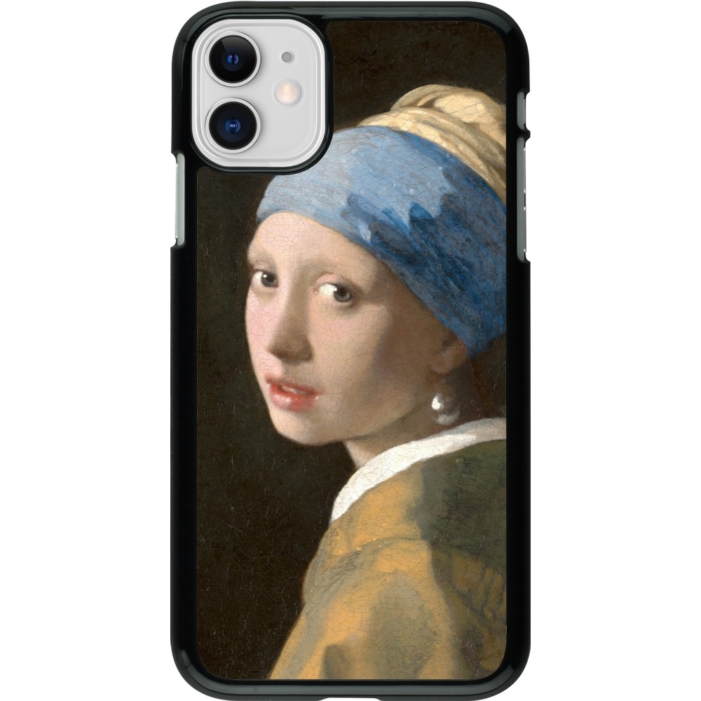 Coque iPhone 11 - Tableau art - La Jeune fille à la perle - Johannes Vermeer
