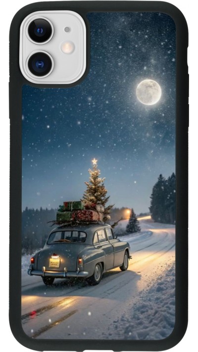 Coque iPhone 11 - Silicone rigide noir Christmas 25 Car with Tree Xmas