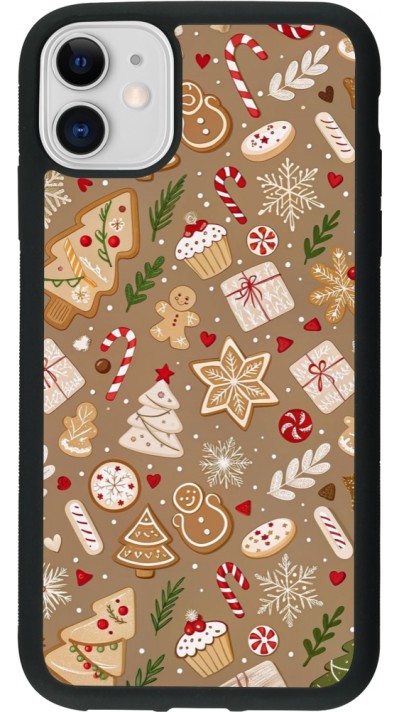 Coque iPhone 11 - Silicone rigide noir Christmas 25 Pattern Ginger Cookie