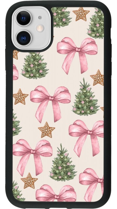 Coque iPhone 11 - Silicone rigide noir Christmas 25 Vintage Ribbons