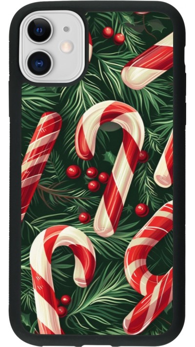 Coque iPhone 11 - Silicone rigide noir Christmas 25 Xmas Stick