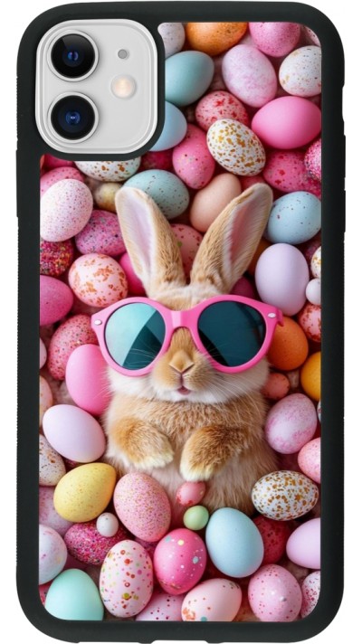 Coque iPhone 11 - Silicone rigide noir Easter 2026 Rabbit fun