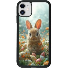 Coque iPhone 11 - Silicone rigide noir Easter 2026 Rabbit in the garden