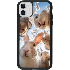 Coque iPhone 11 - Silicone rigide noir Easter 2026 Rabbits