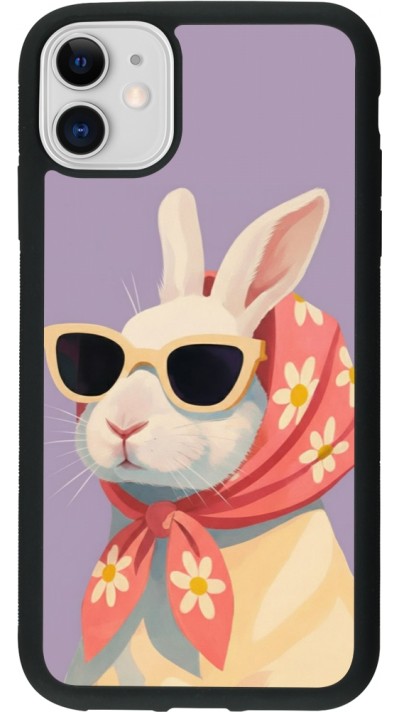 Coque iPhone 11 - Silicone rigide noir Easter 2026 Rabbit with scarf