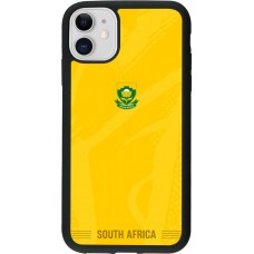 Coque iPhone 11 - Silicone rigide noir Maillot de football Afrique du Sud 2026 personnalisable