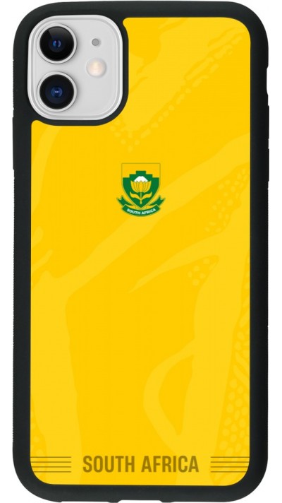 Coque iPhone 11 - Silicone rigide noir Maillot de football Afrique du Sud 2026 personnalisable
