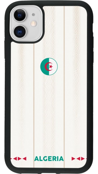 Coque iPhone 11 - Silicone rigide noir Maillot de football Algérie 2026 personnalisable