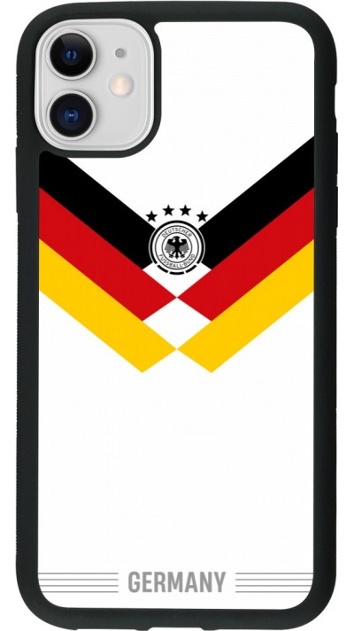 Coque iPhone 11 - Silicone rigide noir Maillot de football Allemagne 2026 personnalisable