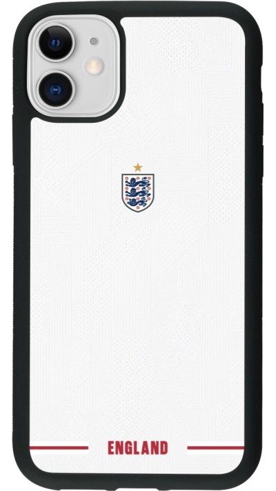 Coque iPhone 11 - Silicone rigide noir Maillot de football Angleterre 2026 personnalisable