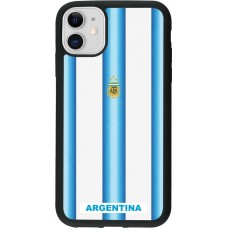 Coque iPhone 11 - Silicone rigide noir Maillot de football Argentine 2026 personnalisable