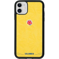 Coque iPhone 11 - Silicone rigide noir Maillot de football Colombie 2026 personnalisable