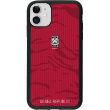 Coque iPhone 11 - Silicone rigide noir Maillot de football Corée du Sud 2026 personnalisable