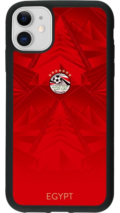 Coque iPhone 11 - Silicone rigide noir Maillot de football E?gypte 2026 personnalisable