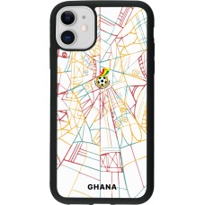 Coque iPhone 11 - Silicone rigide noir Maillot de football Ghana 2026 personnalisable
