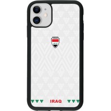 Coque iPhone 11 - Silicone rigide noir Maillot de football Irak 2026 personnalisable
