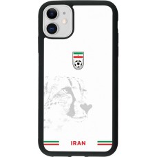 Coque iPhone 11 - Silicone rigide noir Maillot de football Iran 2026 personnalisable