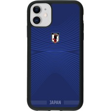 Coque iPhone 11 - Silicone rigide noir Maillot de football Japon 2026 personnalisable