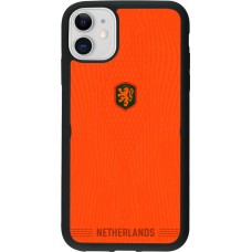Coque iPhone 11 - Silicone rigide noir Maillot de football Pays-Bas 2026 personnalisable