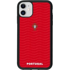Coque iPhone 11 - Silicone rigide noir Maillot de football Portugal 2026 personnalisable